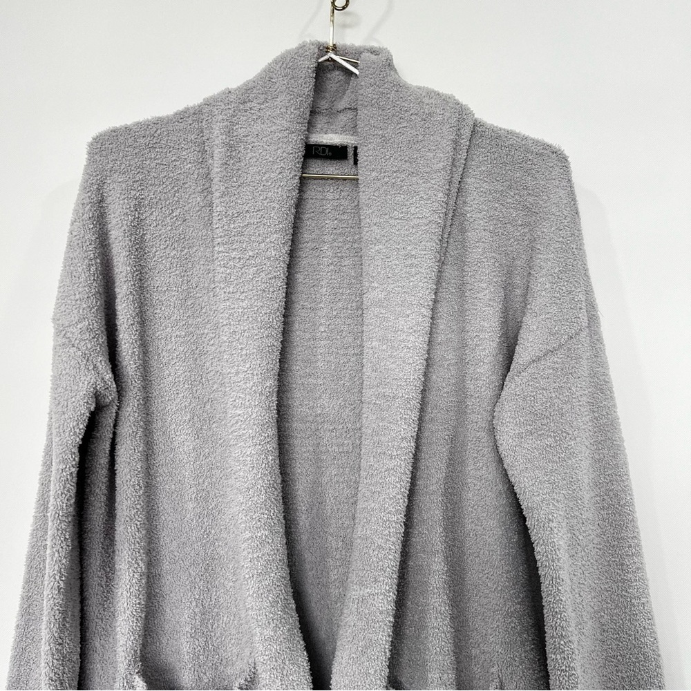 RDI Gray Soft Plush Comfy Open Front Cardigan With Pockets Size Small Shawl - Picture 3 of 8